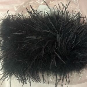 Black feather strapless top Peppermayo